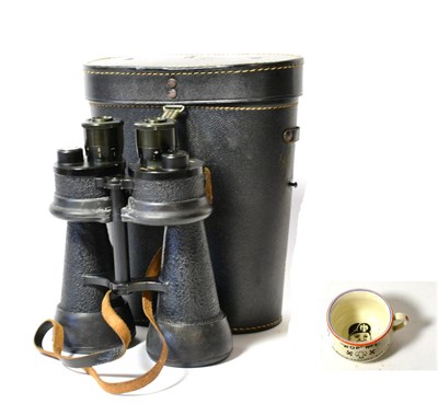 Lot 201 - A Pair of German Third Reich Kriegsmarine 7 x 50 Binoculars, probably by Leitz, black-enamelled...