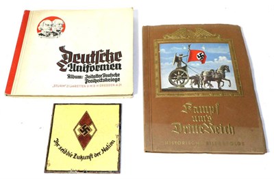 Lot 207 - A German Third Reich Hitler Youth Ceramic Tile, of square form, the cream crackle glaze ground...