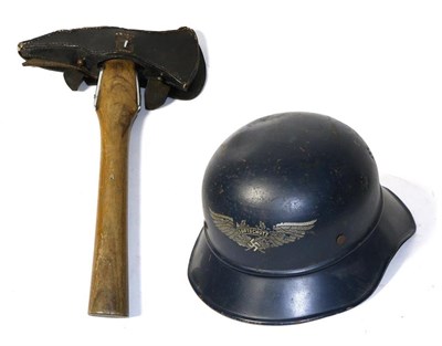 Lot 208 - A German Fire Service Presentation Axe, the chromed steel head stamped ";Fur 40 Jahre treue Dienste