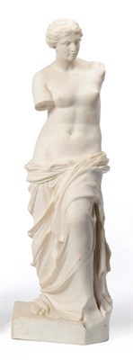 Lot 58 - A Parian Figure of the Venus di Milo, circa 1880, the loosely draped standing goddess on a...
