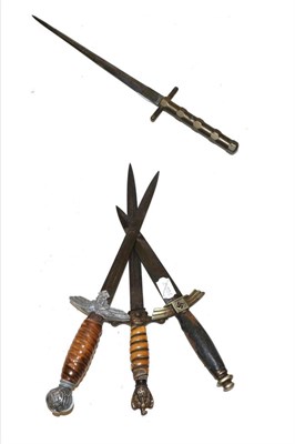 Lot 230 - Three German Third Reich Daggers, comprising an N.S.F.K. Fliegermesser example, a Kriegsmarine (2nd