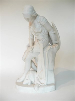 Lot 60 - A Minton Parian Figure of  Clorinda, circa 1850, after a model by John Bell, the seated figure...