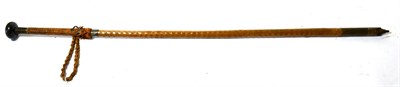 Lot 247 - An Unusual Early 20th Century Swordstick, with compressed globular horn pommel, plaited leather...