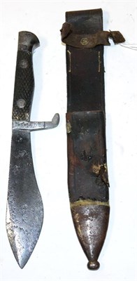 Lot 272 - A Second World War Spanish Combat Knife, the 14cm Bolo steel blade with chequered/milled back edge