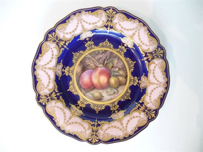 Lot 63 - A Royal Worcester Porcelain Cabinet Plate, painted by Richard Sebright with a still life of peaches