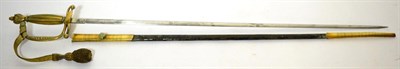 Lot 295 - A Late 19th Century Court Sword, the 78.5 cm blade with foliate etching, the cast brass,...