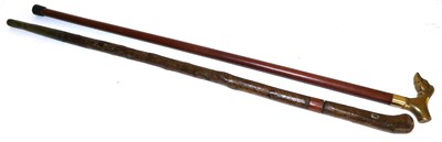 Lot 304 - An Early 19th Century Hazel Swordstick, with single edge, fullered blade, length 66 cm, the...