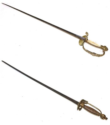 Lot 325 - An Dutch Diplomat's Sword, the 76.5cm triangular section fullered steel blade bearing traces of...