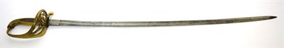 Lot 330 - A 19th Century Danish Naval Officer's Sword, the 74cnm single edge fullered steel blade etched with