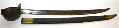 Lot 332 - A French M1833 Naval Cutlass, the 67.5cm single edge broad curved fullered blade bearing traces...