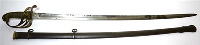 Lot 338 - A Victorian 1845 Pattern Infantry Officer's Sword, the 81cm single edge steel blade etched with...