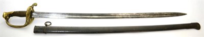 Lot 342 - A French 1845 Pattern Infantry Officer's Sword, the 77cm flat back single edge steel blade with...