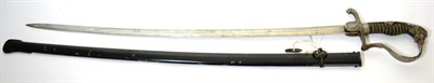 Lot 351 - A Prussian Artillery Officer's Sword, with 74.5cm plain single edge fullered steel blade, the white