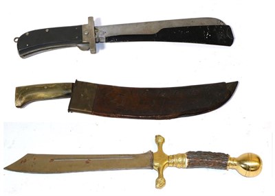 Lot 359 - A First World War US Engineer's Machete by Collins & Co, the 38cm single edge broad curved...