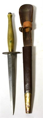 Lot 365 - A Second World War Commando Knife, Second Pattern, with 16.5cm double edge hand forged steel blade