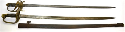 Lot 367 - A French 1845 Pattern Infantry Officer's Sword, the 77cm flat back single edge steel blade with...