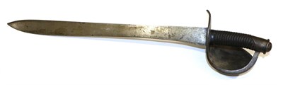 Lot 372 - A German MI850 Naval Boarding Cutlass, the 59cm single edge steel blade double edged for the...