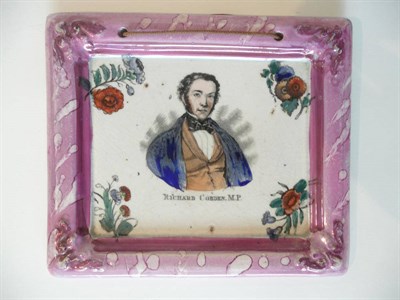 Lot 74 - A Sunderland Lustre Plaque, circa 1845, of rectangular form, printed in black and overpainted...