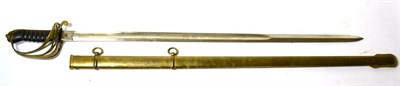 Lot 391 - A Copy of a Victorian 1854 Pattern Infantry Sword, the brass gothic hilt pierced with VR...