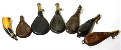 Lot 469 - An Early 19th Century Horn Powder Flask, with brass charger and external steel spring; six...