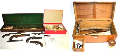 Lot 471 - A Quantity of Antique Pistols in Various States of Repair, together with gun parts including locks