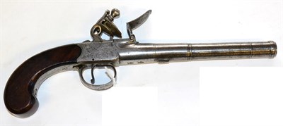 Lot 509 - A Late 18th Century Flintlock Travelling Pistol by Hadley, London, the 14cm turn-off steel...