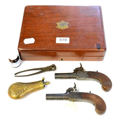 Lot 519 - A Pair of 19th Century Percussion Boxlock Pocket Pistols by Watkinson, blued finish, each with...