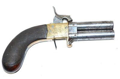 Lot 524 - A 19th Century Over and Under Double Barrel Percussion Pocket Pistol, the 6cm steel turn-off swivel