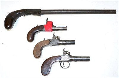 Lot 528 - A 19th Century Under-Hammer Percussion Boot Pistol, the 29.5cm turn-off round steel barrel with...