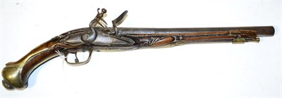 Lot 531 - An 18th Century Turkish Flintlock Holster Pistol, the 31.5cm round steel barrel chiselled at...