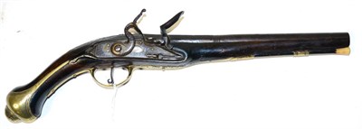 Lot 532 - An 18th Century Continental Flintlock Holster Pistol, the 26cm two stage steel barrel octagonal...