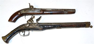 Lot 534 - An 18th Century Continental Flintlock Holster Pistol, with 30.5cm steel barrel, rounded lock plate