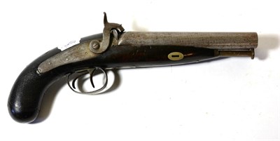 Lot 540 - A 19th Century Side-by-Side Double Barrel Percussion Pistol by Banner, the barrels length 17.8...