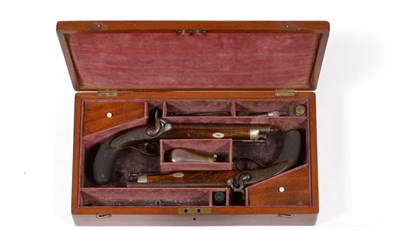 Lot 543 - A Pair of 19th Century 16 Bore Percussion Officer's/Belt Pistols by Hollis & Sheath, each with 19cm