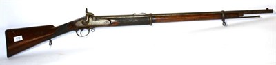 Lot 572 - A 19th Century Percussion Two Band Rifle, the 84cm steel barrel with London proof marks and...