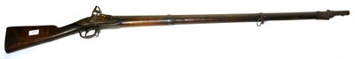 Lot 573 - An Early 19th Century French Flintlock Military Musket, the 105cm steel barrel with three...