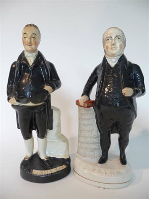 Lot 95 - A Staffordshire Pottery Figure of Jemmy Wood, 19th century, standing before a rock on a titled...