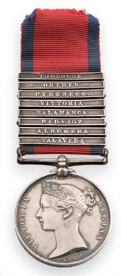 Lot 16 - A Military General Service Medal, 1847, with eight clasps TALAVERA, ALBUHERA, BADAJOZ,...