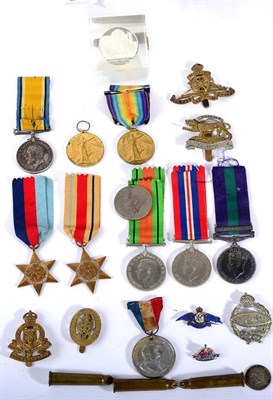 Lot 22 - Assorted Medals, Medallions and Militaria, including First World War pair, comprising British...