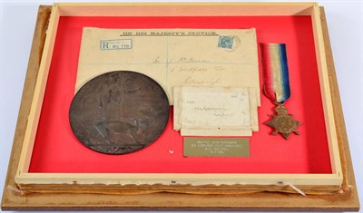 Lot 25 - A 1914-15 Star and Memorial Plaque, awarded to 1853 Private John McMorran RAMC, who was killed...