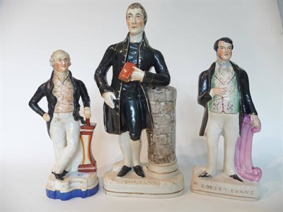 Lot 97 - A Staffordshire Pottery Figure of the Rev John Elies, 19th century, in black jacket and...