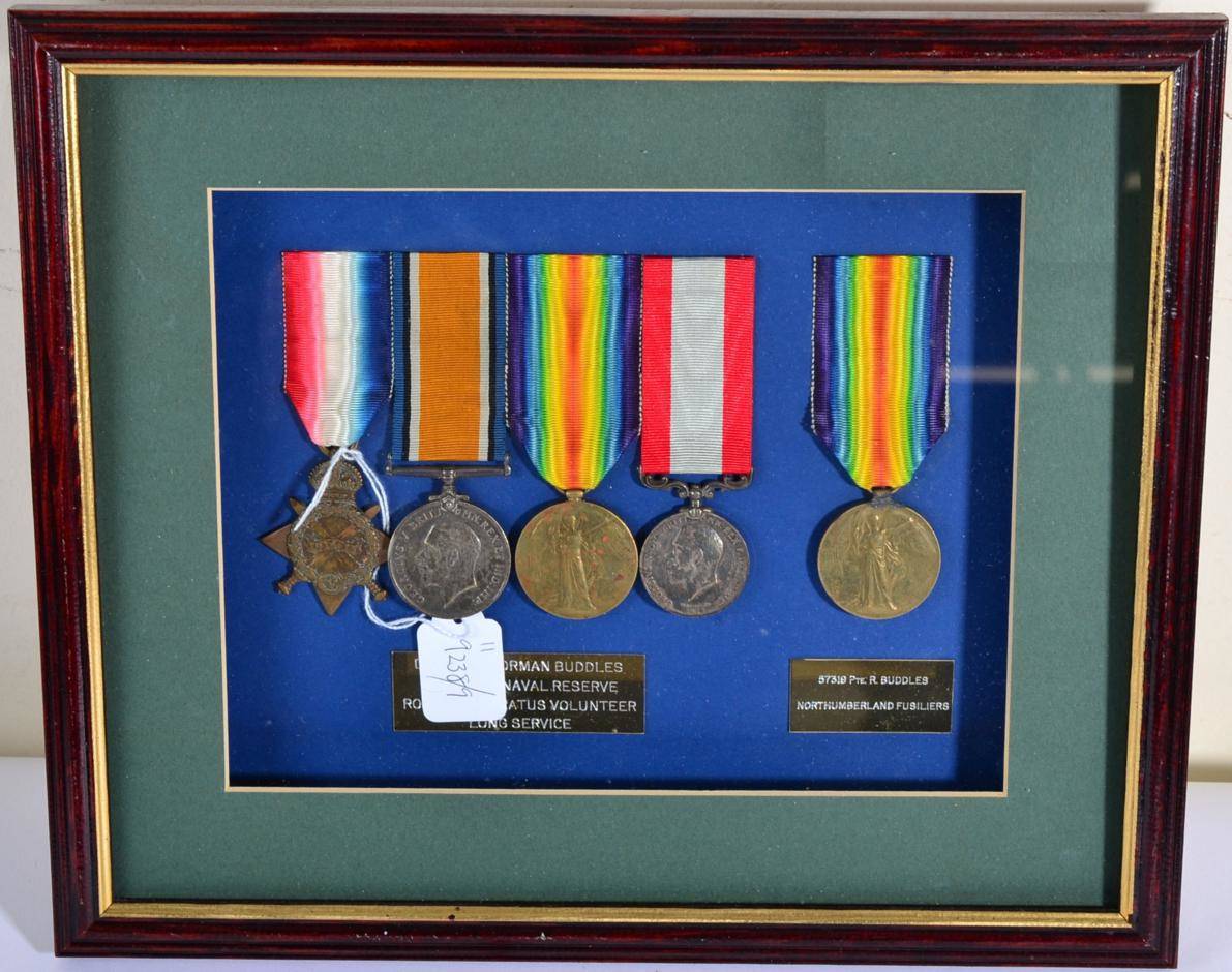Lot 29 - A First World War Group of Four Medals, awarded to D.A. 10097 N.(Norman) BUDDLES D.H. R.N.R.,...