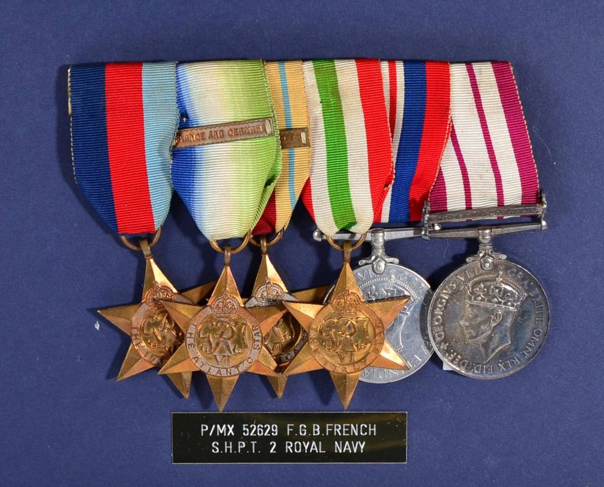 Lot 33 - A Second World War Group of Five Medals, awarded to P/MX 52629 F.G.B.FRENCH. S.H.P.T. 2 R.N.,...