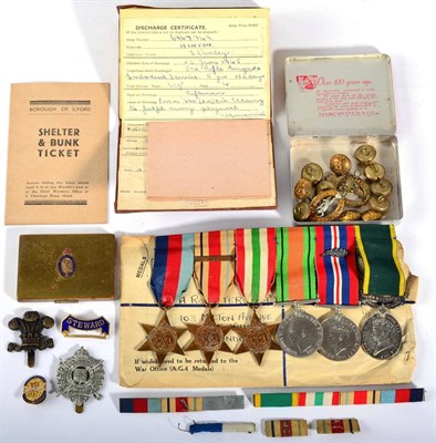 Lot 35 - Second World War Group of Six, comprising 1939-1945 Star; Africa Star with 1st Army clasp;...