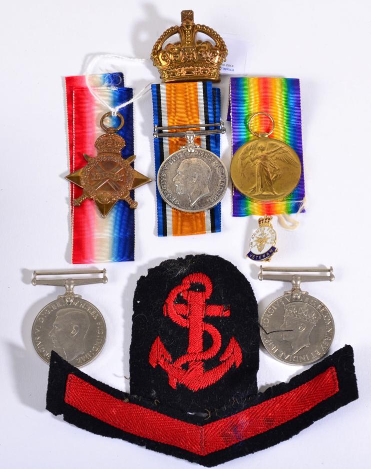 Lot 36 - A First World War Trio, to LZ-602.A.J.SPINK, O.S.R.N.V.R. with insignia, and other items comprising