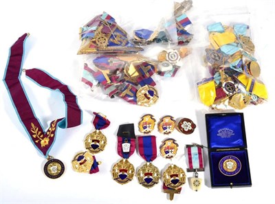 Lot 40 - A Collection of Approx. 70 Masonic Jewels, including five silver / silver gilt examples, comprising