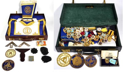 Lot 41 - A Collection of Masonic Yorkshire West Riding Provincial Regalia, including an apron, pair of...