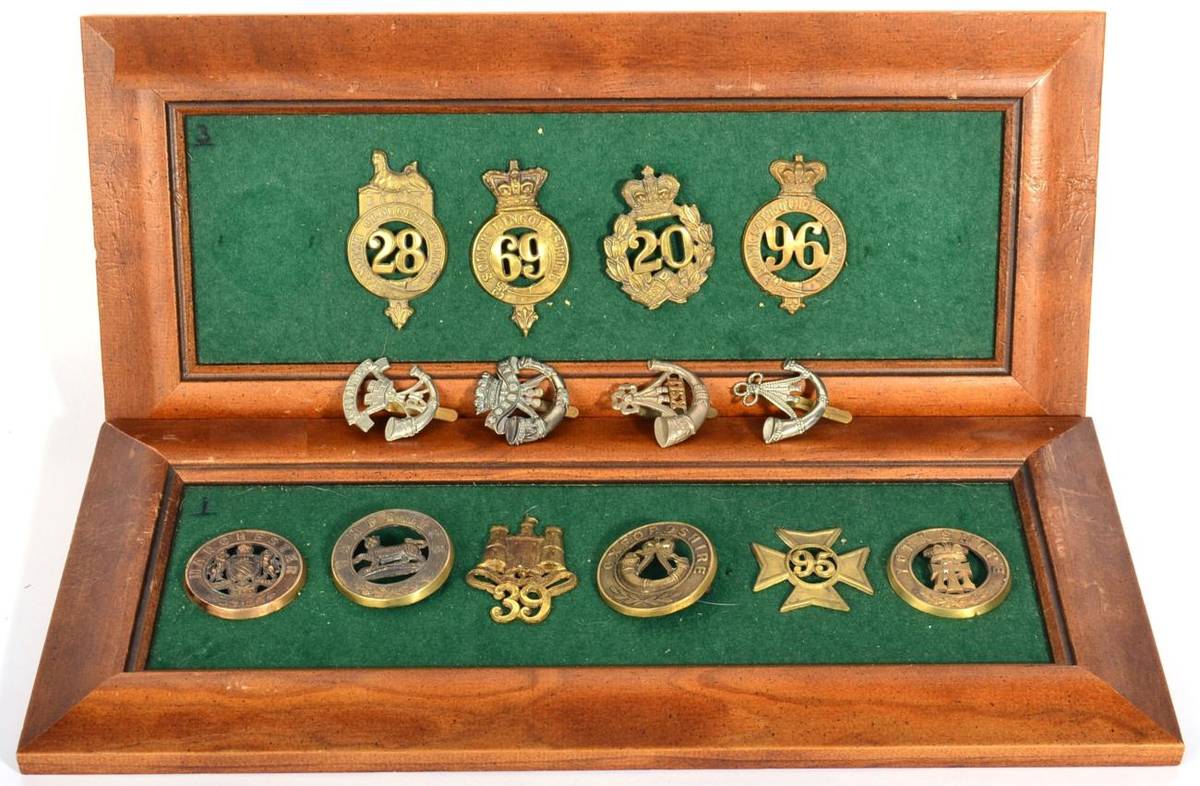 Lot 43 - A Collection of Badges, including four brass helmet plate centres, six brass glengarry badges...