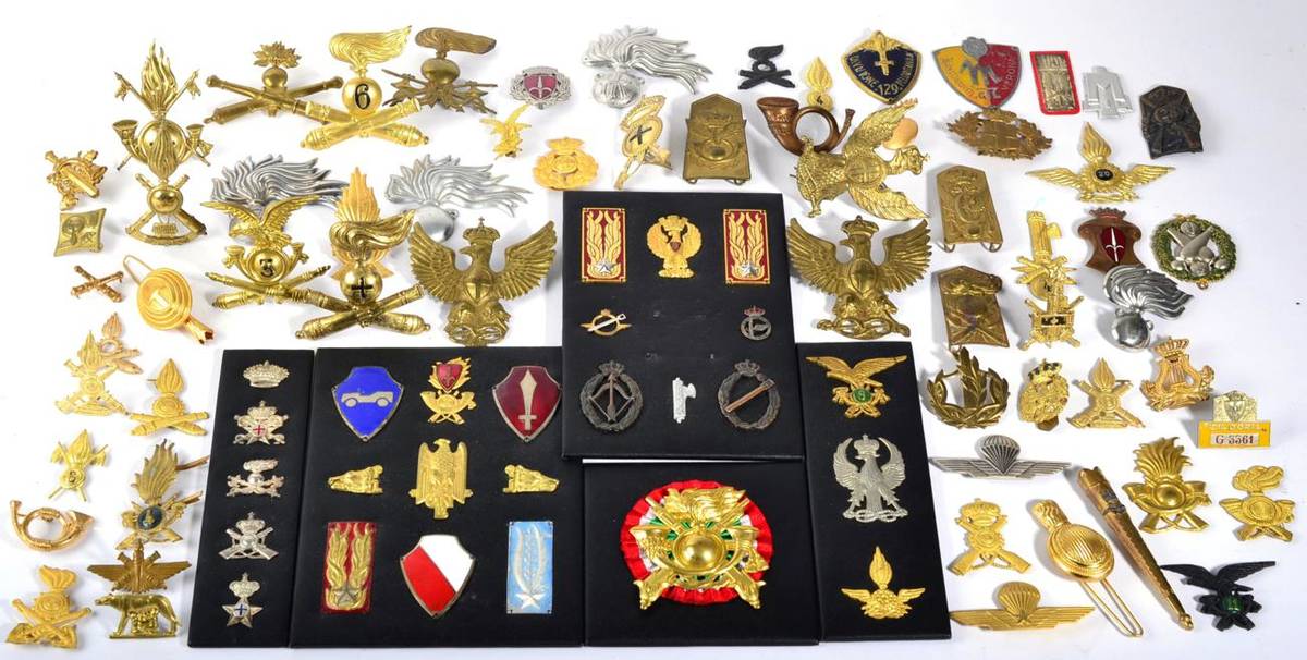 Lot 47 - A Good Collection of Approx. 120 Italian Regimental Cap Badges, Uniform Badges, Tassel Holders...