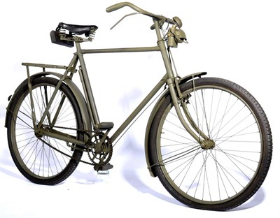 Lot 83 - A Second World War Despatch Rider's Bicycle, later painted olive green, the frame stamped...